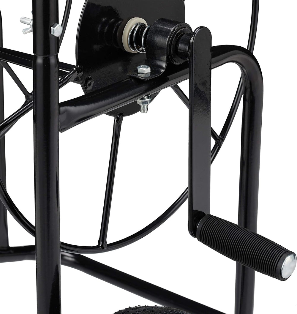 Cărucior furtun Relaxdays, rolă furtun mobilă, racord 1/2" și 3/4", furtun până la 80 m, 2 roți, metal, negru