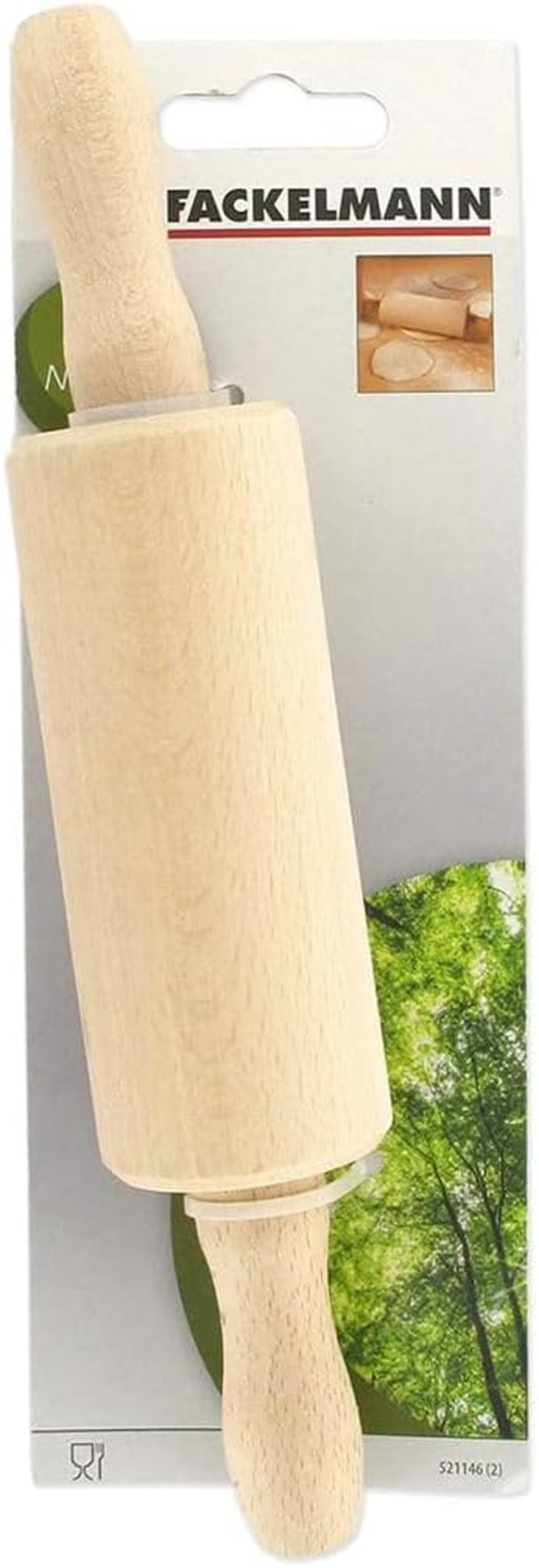 Fackelmann 521146 Nudelholz klein Holz Nudelholz Holz 23,5 x 4,5 cm barna