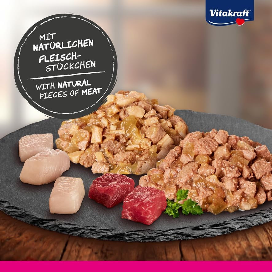 Vitakraft Poésie Délice, Country Selection, Nassfutter Katze, Katzennassfutter Gelee, mit Huhn, mit Rind (1 Paket mit 6x 85g)