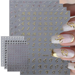 7 Blätter 3D Alphabets Nagelsticker Nagelfolie Selbstklebend Buchstaben Aufkleber Nägel Zubehör Nagelaufkleber Klebebuchstaben Aufkleber Selbst Gestalten Letter Letters Nail Art Stickers