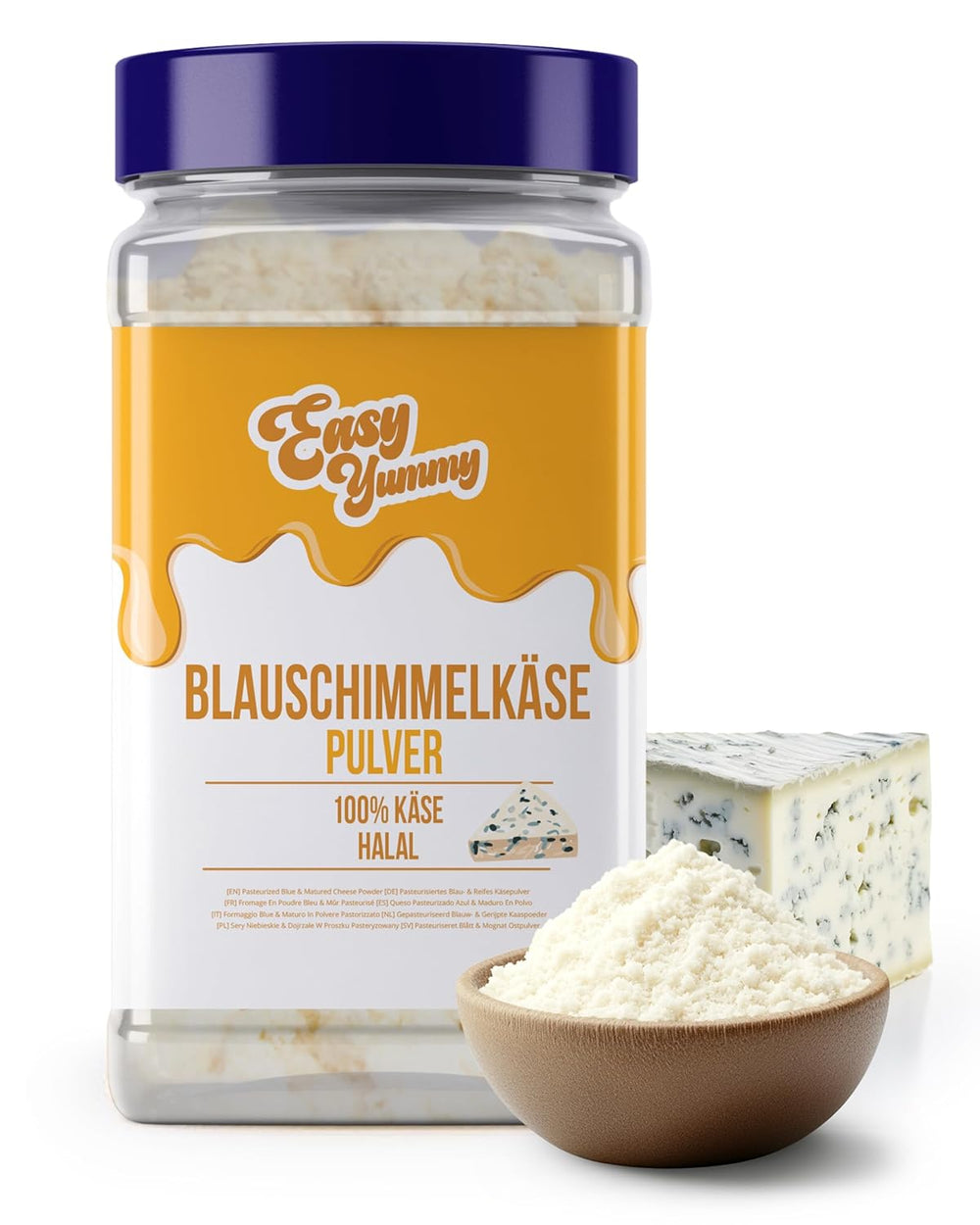 EASY YUMMY - Käsepulver 300g | Azonnali Käsegeschmack für Mahlzeiten & Snacks | Immer Bereit, Keine Kühlung Nötig | Aus 100% valódi sajt | Ideális akár pattogatott kukorica öntetként