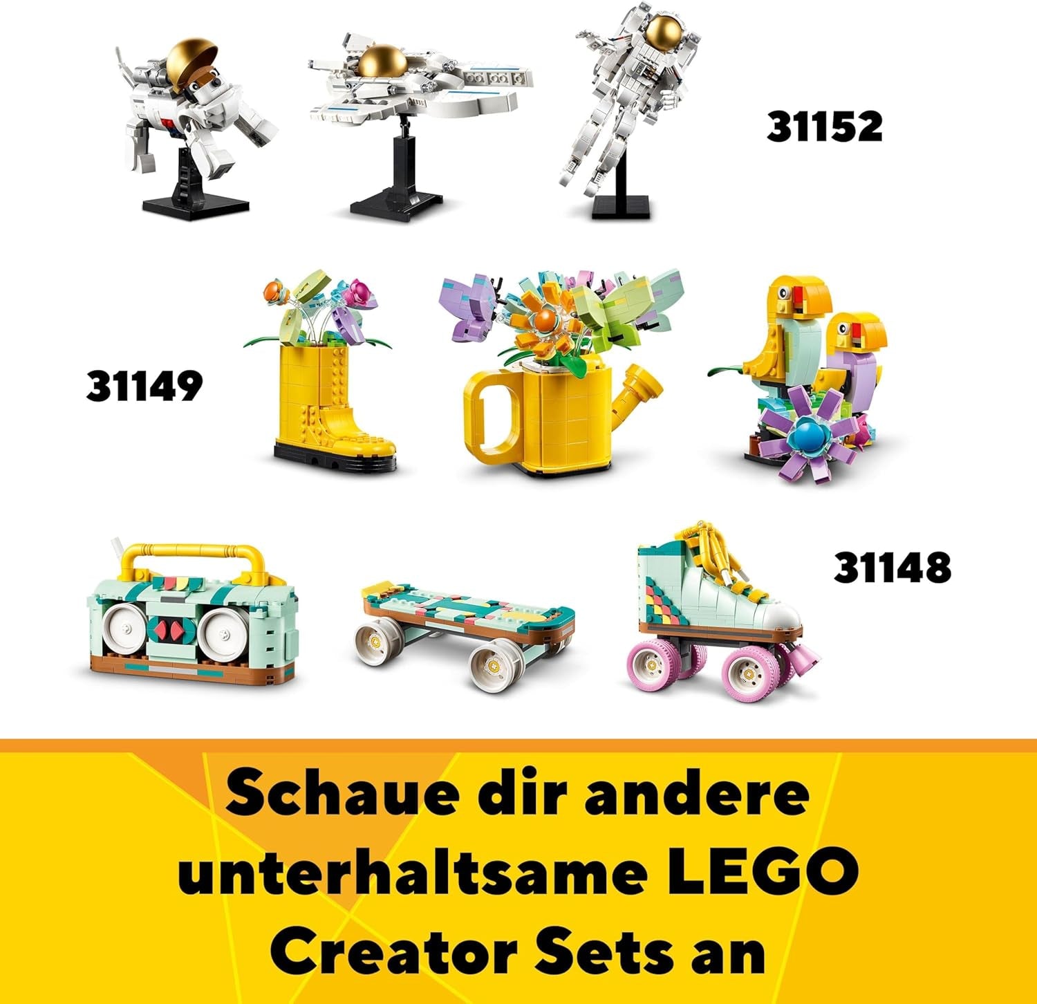 LEGO Creator 3 az 1-ben állatszafari, kreatív készlet állatfigurákkal, 3 építési lehetőség: játék zsiráf, gazella és oroszlán, játékállatok lányoknak és fiúknak, természetes ajándék 9 év feletti gyerekeknek 31150 Építőkészletek Beuche den LEGO-Store