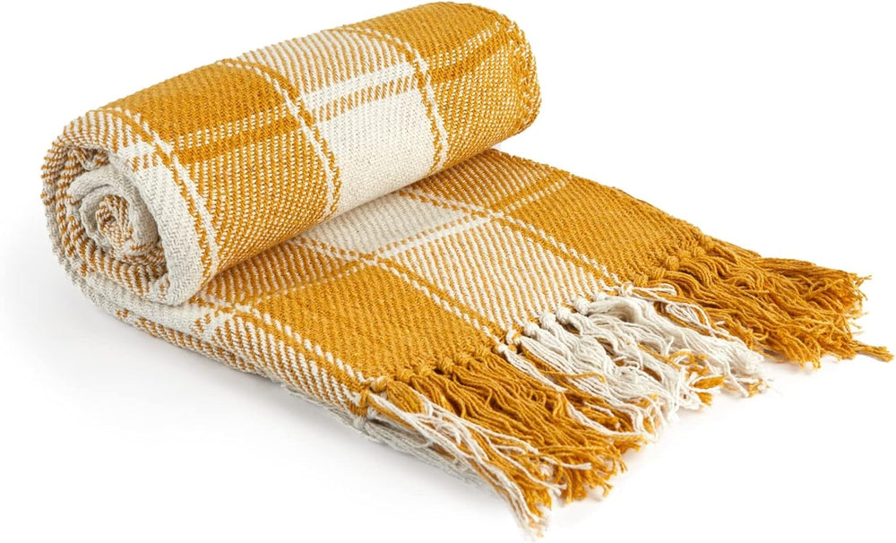 Frisco díszdoboz, Újrahasznosított pamut, Hagyományos, Kockás, Székhez, kanapéhoz, kanapéhoz, díszdobozhoz, takaróhoz, Antracit, 127 X 152 cm Emma Barclay Ágyak és Takarók Okker 70X100" (178X254Cm)