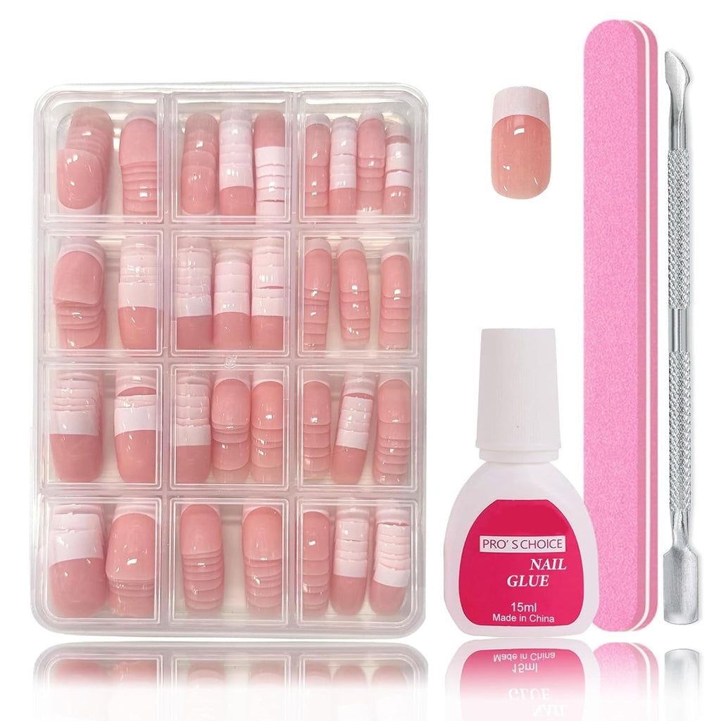 240 Stück Falsche Nägel Tips Set - Französisch Falsche Nägel Zum Aufkleben - Künstliche Nägel Medium Quadrat Ballerina Nail Art Manicure Fake Nails Für Damen Und Frauen (French Medium Ballerina)