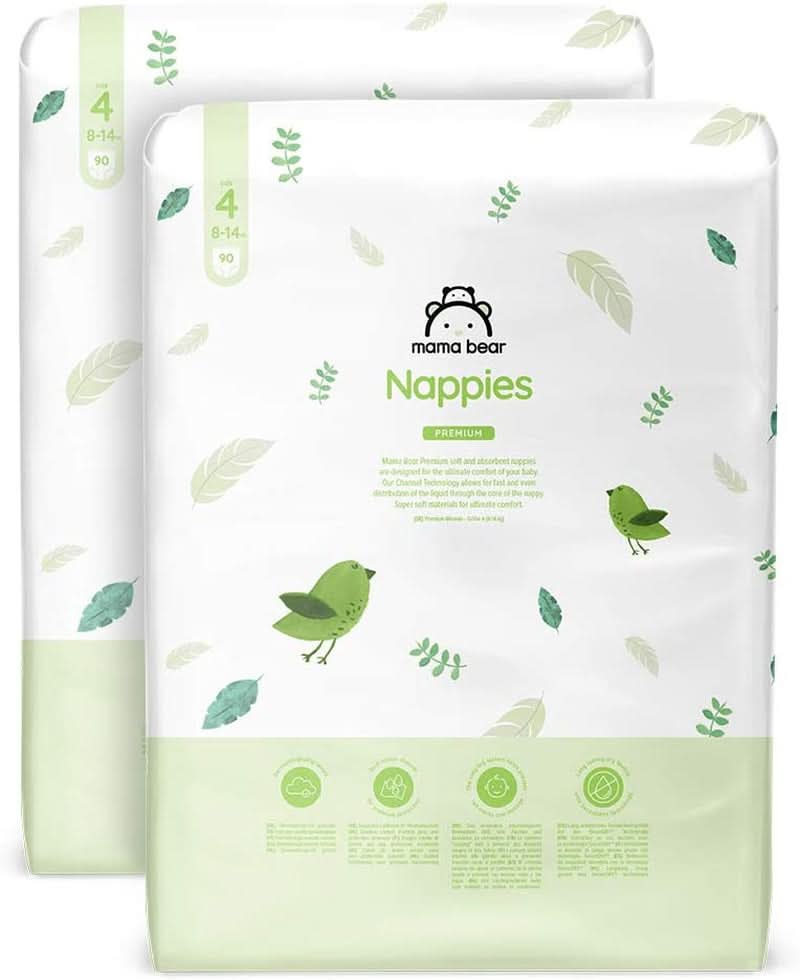 Mama Bear Premium scutece, mărimea 2 (3-6 kg), alb, 168 bucăți (2 pachete de 84) Mama si Copilul Naty Shop Mărime 4 (180 buc)