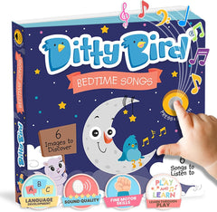 DITTY BIRD Baby Bedtime Songs - Jucărie pentru copii cu 6 butoane sonore pentru învățarea limbii engleze. Cântec de leagăn interactiv perfect pentru copiii bilingvi de la vârsta de 1 an. Jucarii Bebe Naty Shop Titlu implicit
