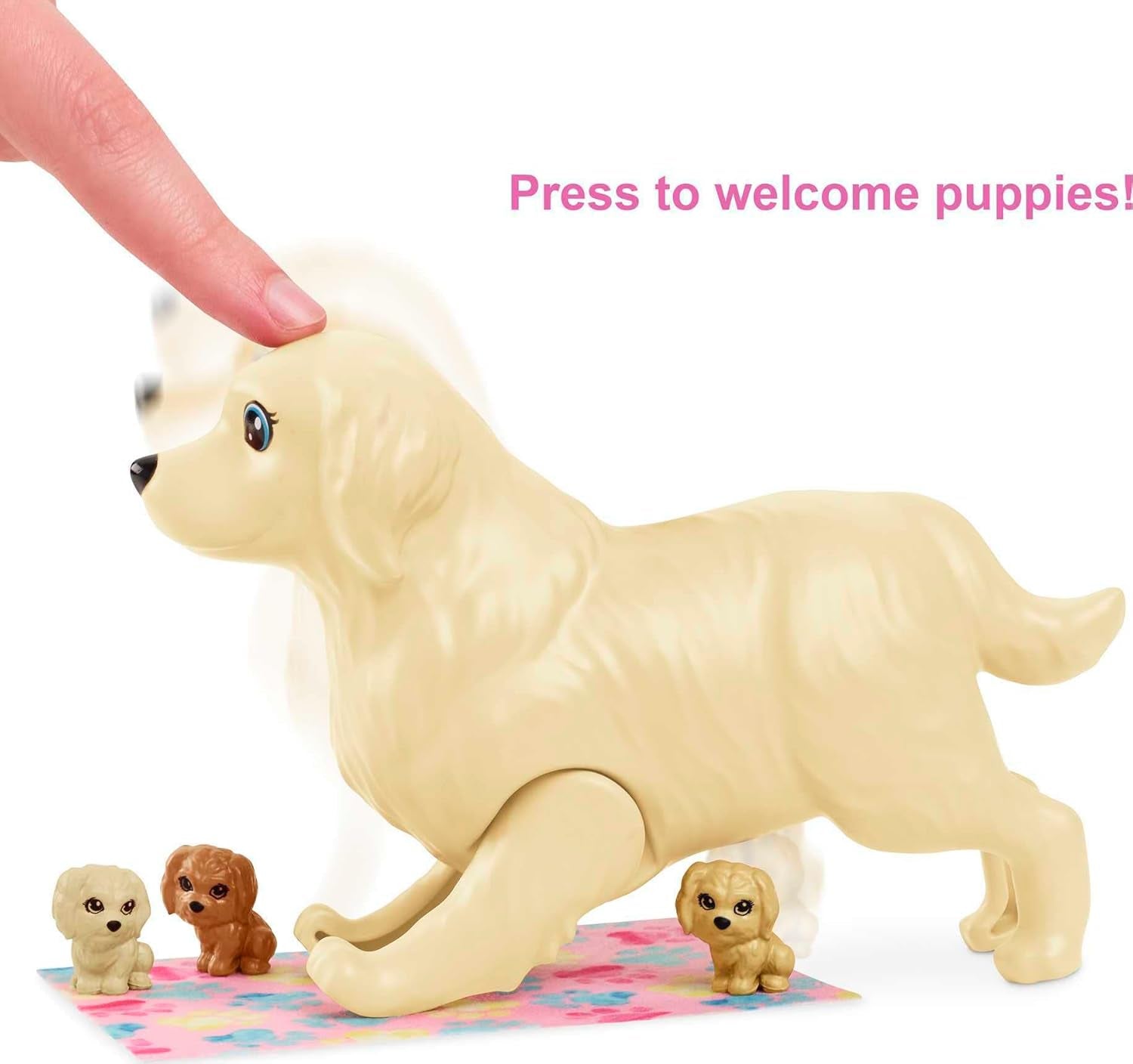 Barbie HCK76 - Welpen-Spielset mit Barbie-Doll (kb. 29 cm, sötétbarna haj), Hündin, die Welpen gebären kann, 3 Welpen & Pflegezubehör, Spielzeug Geschenk für Kinder von 3 bis 7 Jahren