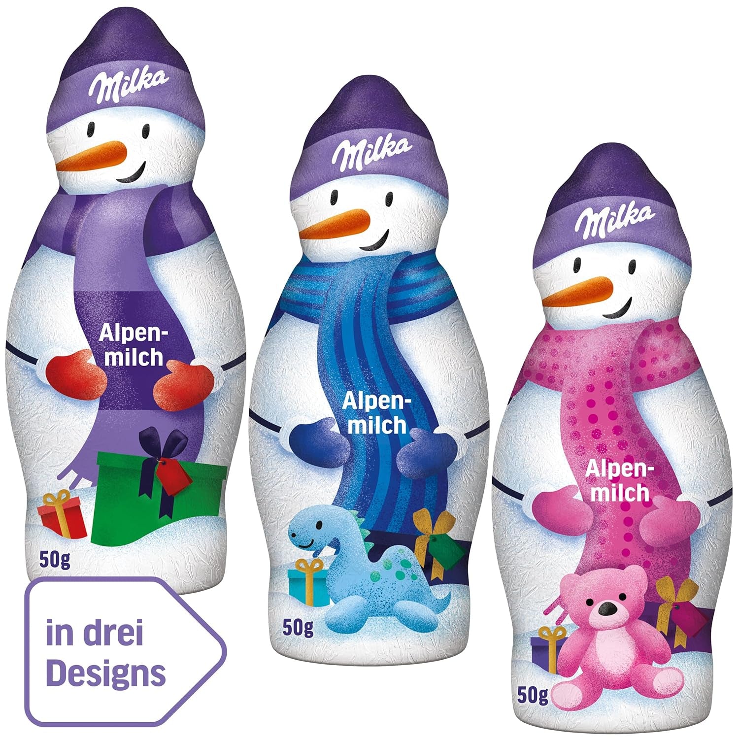 Milka Snowman Alpine Milk - Nagy csomag csokoládé hóember figurák 3 modellben - 24 x 50 g