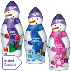 Milka Snowman Alpine Milk - Nagy csomag csokoládé hóember figurák 3 modellben - 24 x 50 g