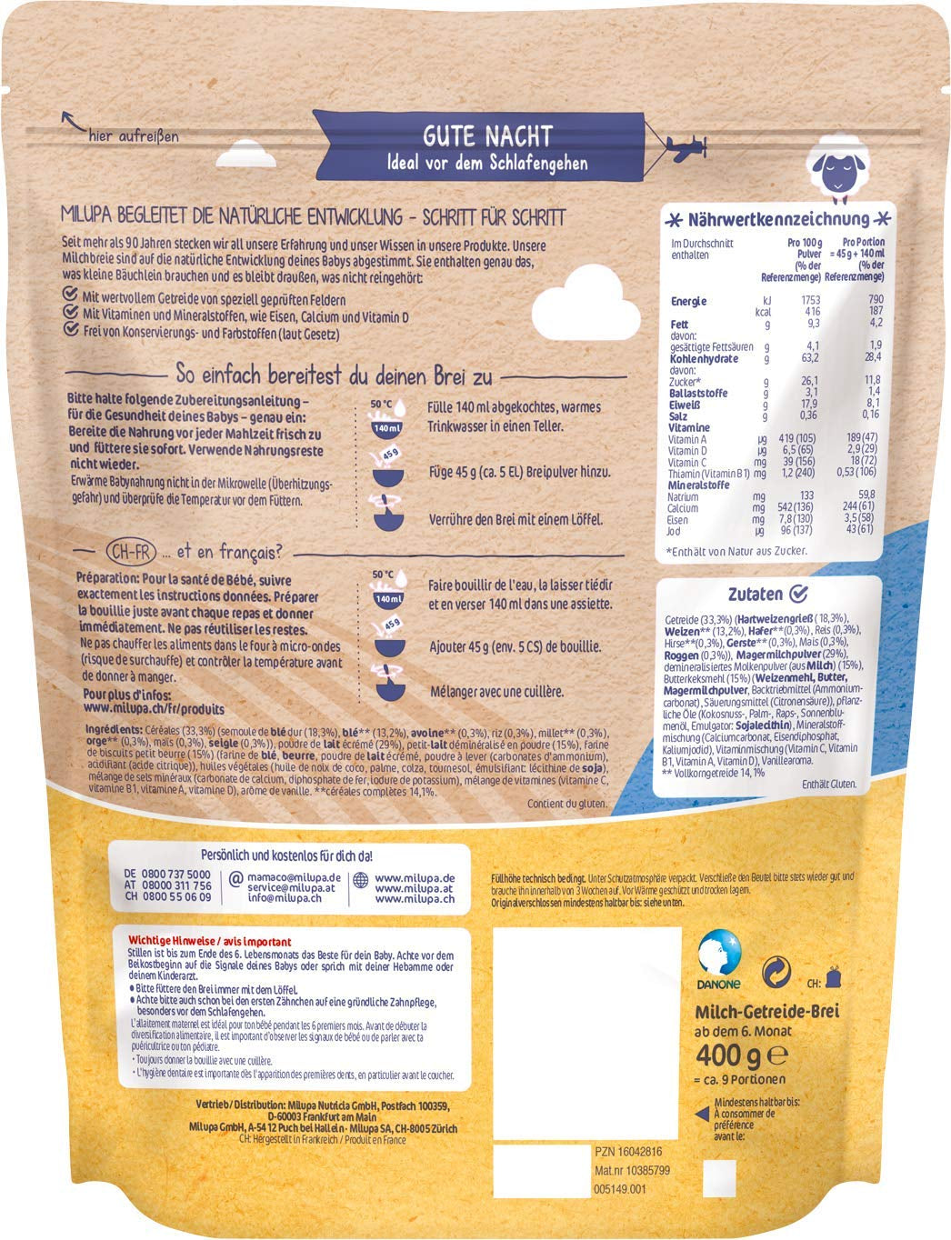 Milupa tejkása vajas keksz - Kása gyerekeknek pálmaolaj nélkül Anya és Gyermek Naty Shop