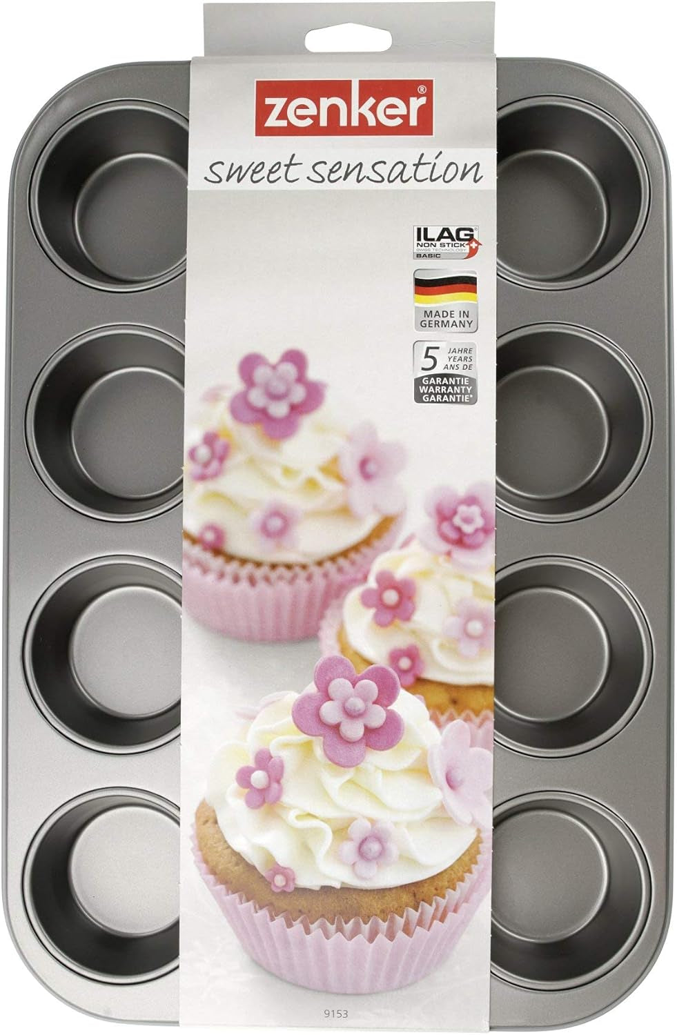 Zenker muffinforma 12 sütőformával (Ø 7 cm), muffinokhoz és cupcake-ekhez, méretei: 38,5 x 26,5 x 3 cm Sütőformák és tálcák Naty Shop