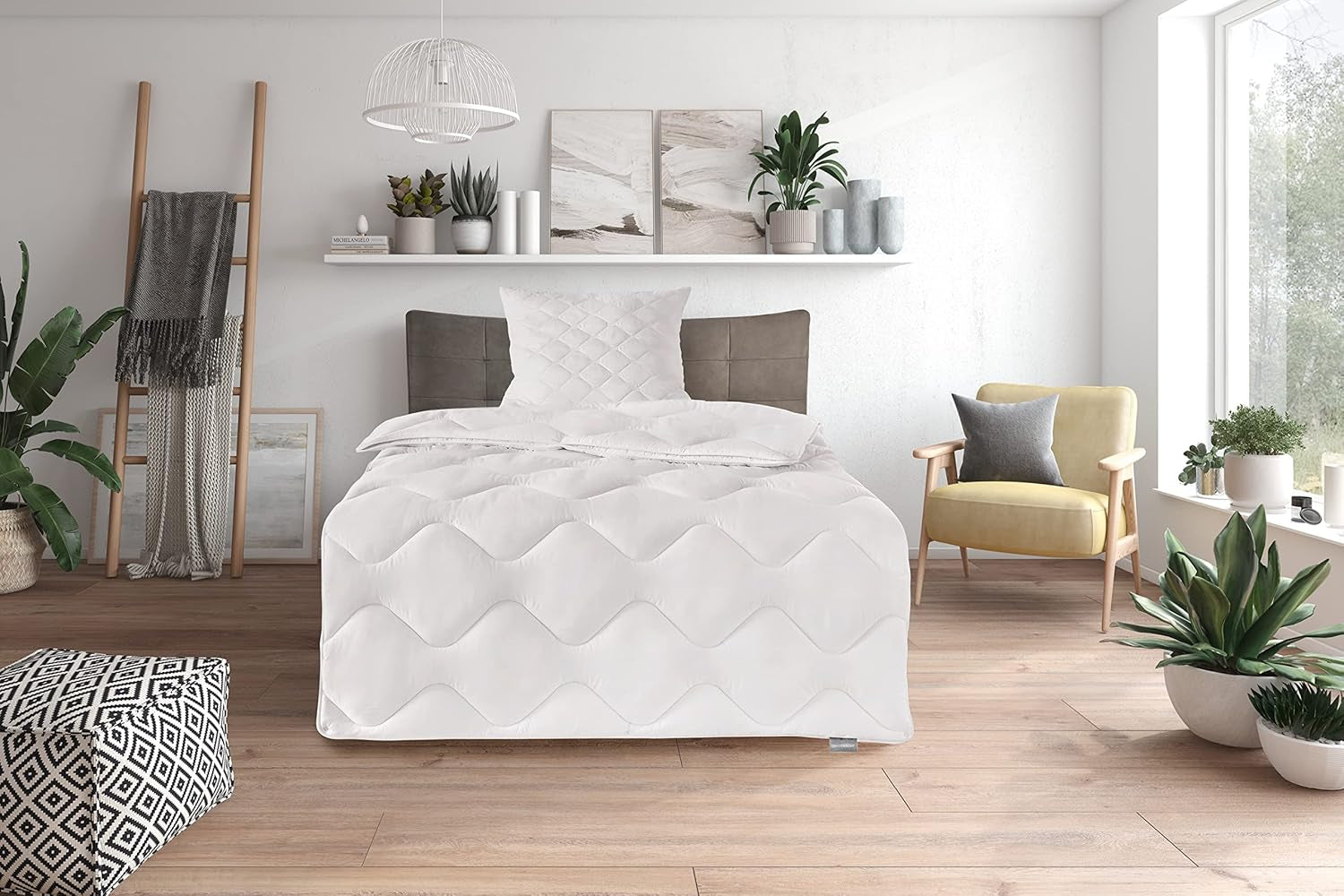 Traumnacht Cozy - Ágyneműgarnitúra 4 évszak, 1 X osztó paplan 135 x 200 szett és 1 x párna 80 x 80 cm, Ã-ko Tex tanúsítvánnyal, fehér, Németországban kifejlesztett, (2 db-os csomag) Naty Shop paplanok és paplanok Könnyű nyári takaró 12005 X