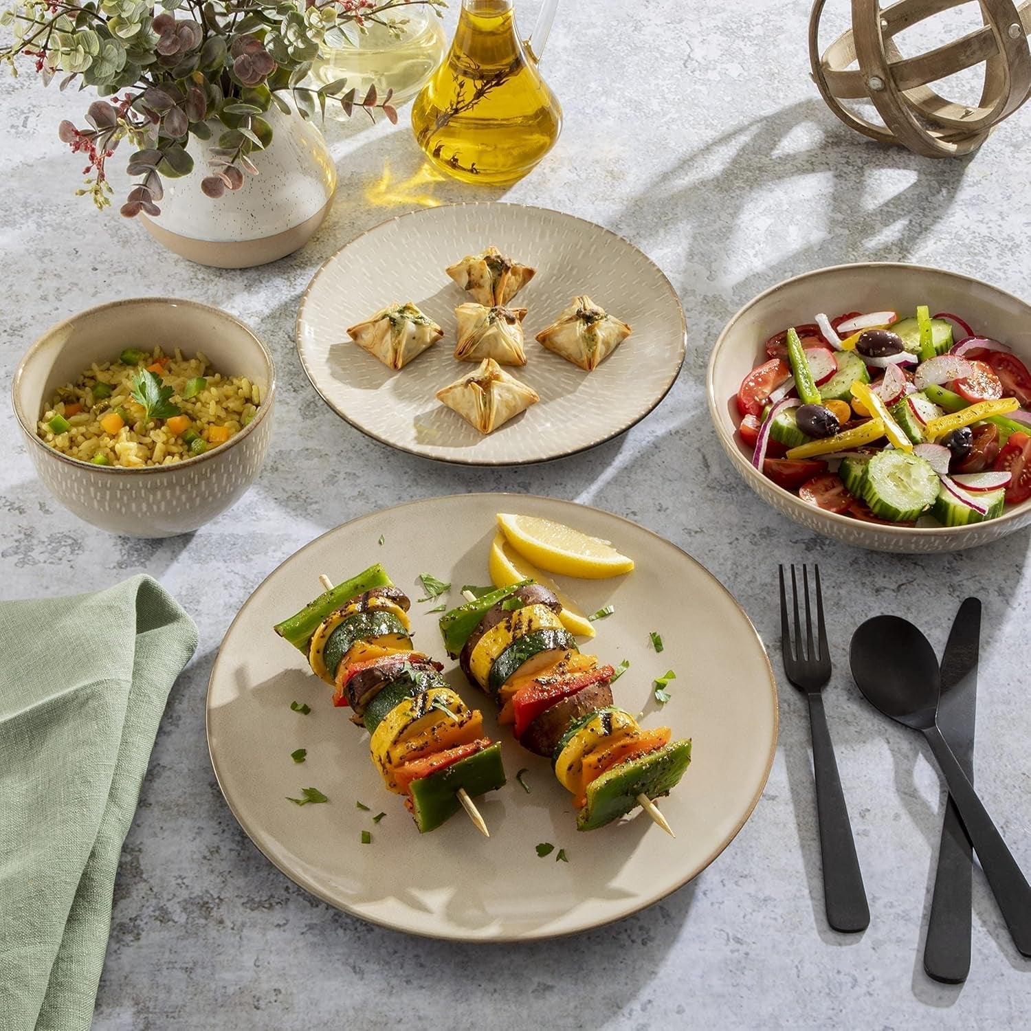 Set de veselă Matisse cu bol dublu, Serviciu pentru 4 persoane Seturi vesela masa Naty Shop