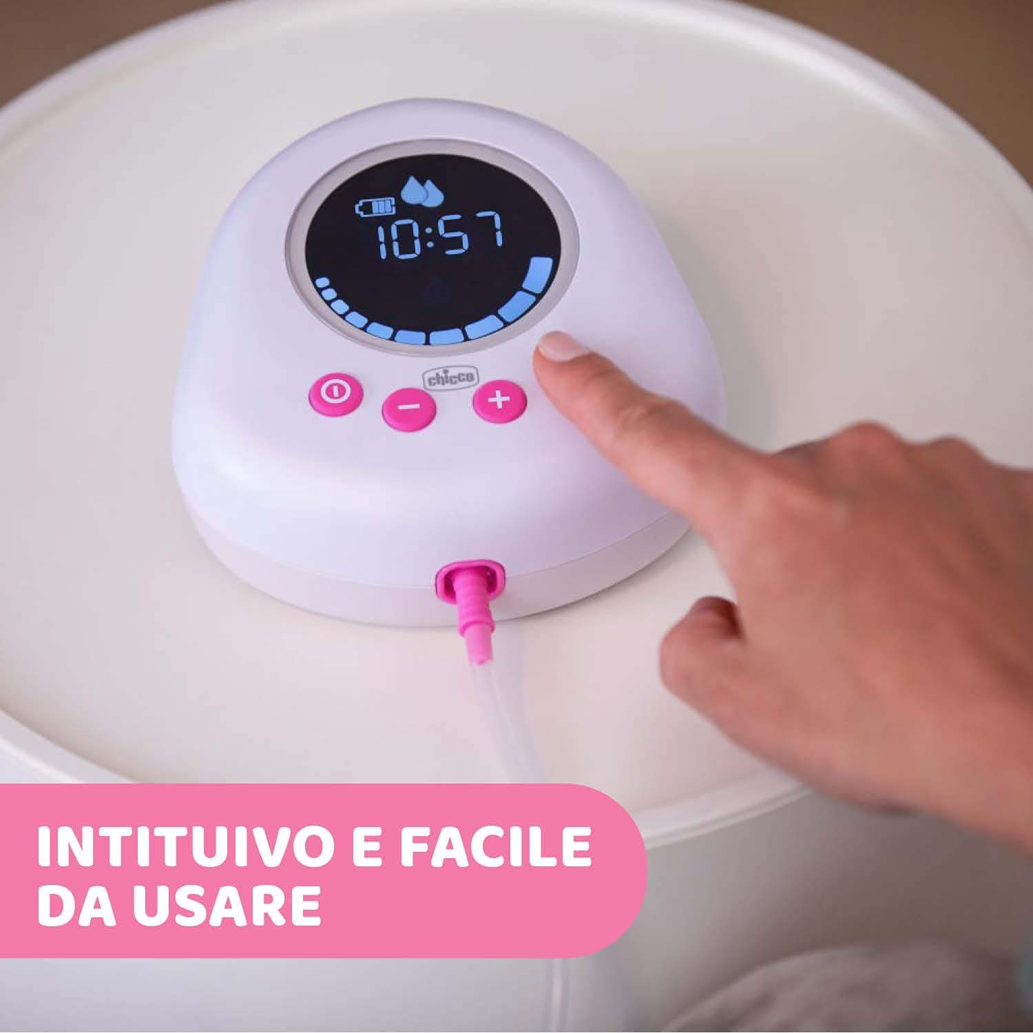 Chicco elektromos mellszívó stimulációs és extrakciós fázisokkal, 10 fokozatú intenzitás, kényelmes és gyors, ergonomikus forma, ferde cumival és szoros kupakkal, fehér, 150 ml Tartozékok Étel és szoptatás Bebe Naty Shop