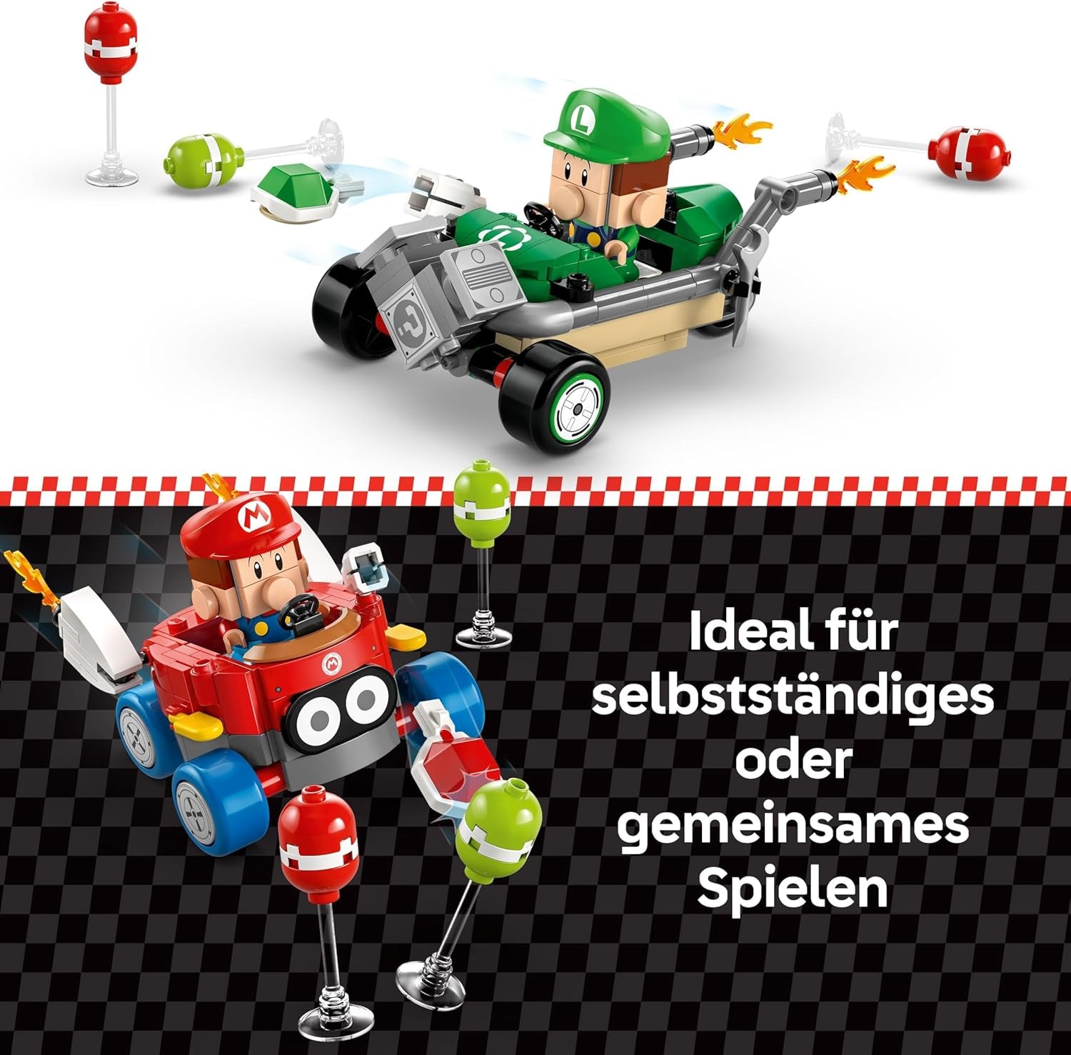 LEGO Mario Kart – Baby Mario vs. Baby Luigi Nintendo gyűjthető figurák 2 megépíthető Speedmen játék ajándék fiúknak, lányoknak és játékosoknak 8 év feletti kalandjáték 72034 építőkészlet Besuche den LEGO-Store