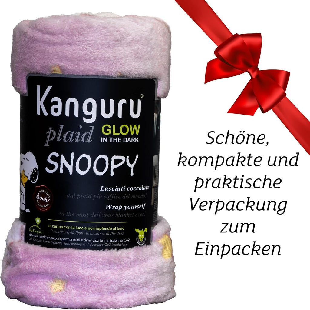 Kanguru Snoopy Glow in the Dark Rose, pătură moale din microfibră pentru canapea care strălucește în întuneric, fleece moale, 130X150 Cm, pătură unică dulce pentru fete, idee de cadou Crăciun Ziua de naștere Femei Paturi si Cuverturi Besuche den Kanguru-Store