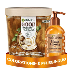 GOOD Permanent Hair Colour 7.43 Turmeric Copper - Colorare fără amoniac, până la 100% acoperire gri + True Treasures Hair Serum, cu miere de salcâm pentru mai multă strălucire și suplețe Vopsea pentru par Naty Shop Titlu implicit