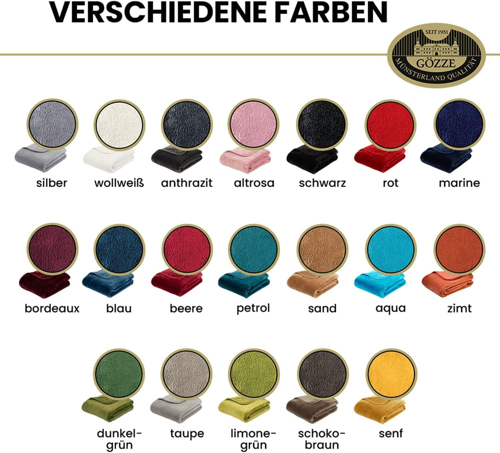 Gözze - Kényelmes takaró Premium Cashmere-Feeling, 500 G/M², 180 X 220 cm - mustáros ágyak és takarók Besuche den GÃ¶zze-Store