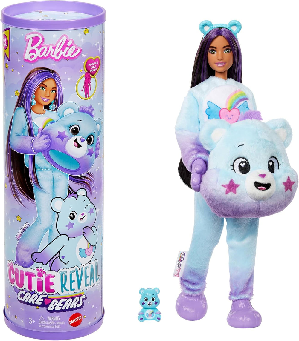 Păpușa Barbie Cutie Reveal cu accesorii, Seria 2 a Ursuleților Care Bears, Ursuleț Dream Bright cu 10 surprize, inclusiv schimbător de culoare și ursuleț mini, JFV61