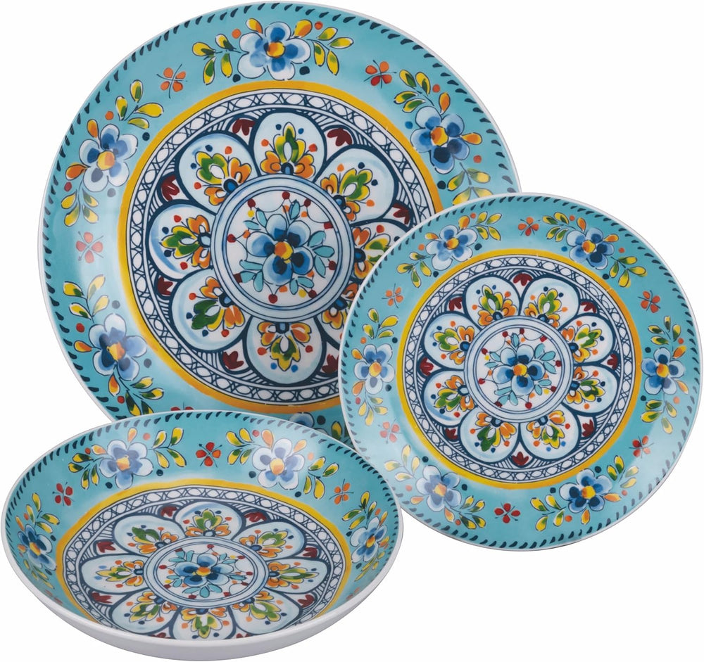 Serviciu de masă din porțelan cu 18 piese, 6 seturi diferite de farfurii, Andaluzia