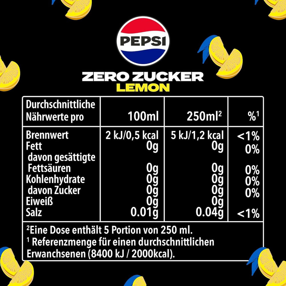 Pepsi Zero Sugar Lemon, Pepsi cukormentes üdítőital citrom ízzel, készlet 6 x 1,25 literes Naty Shop