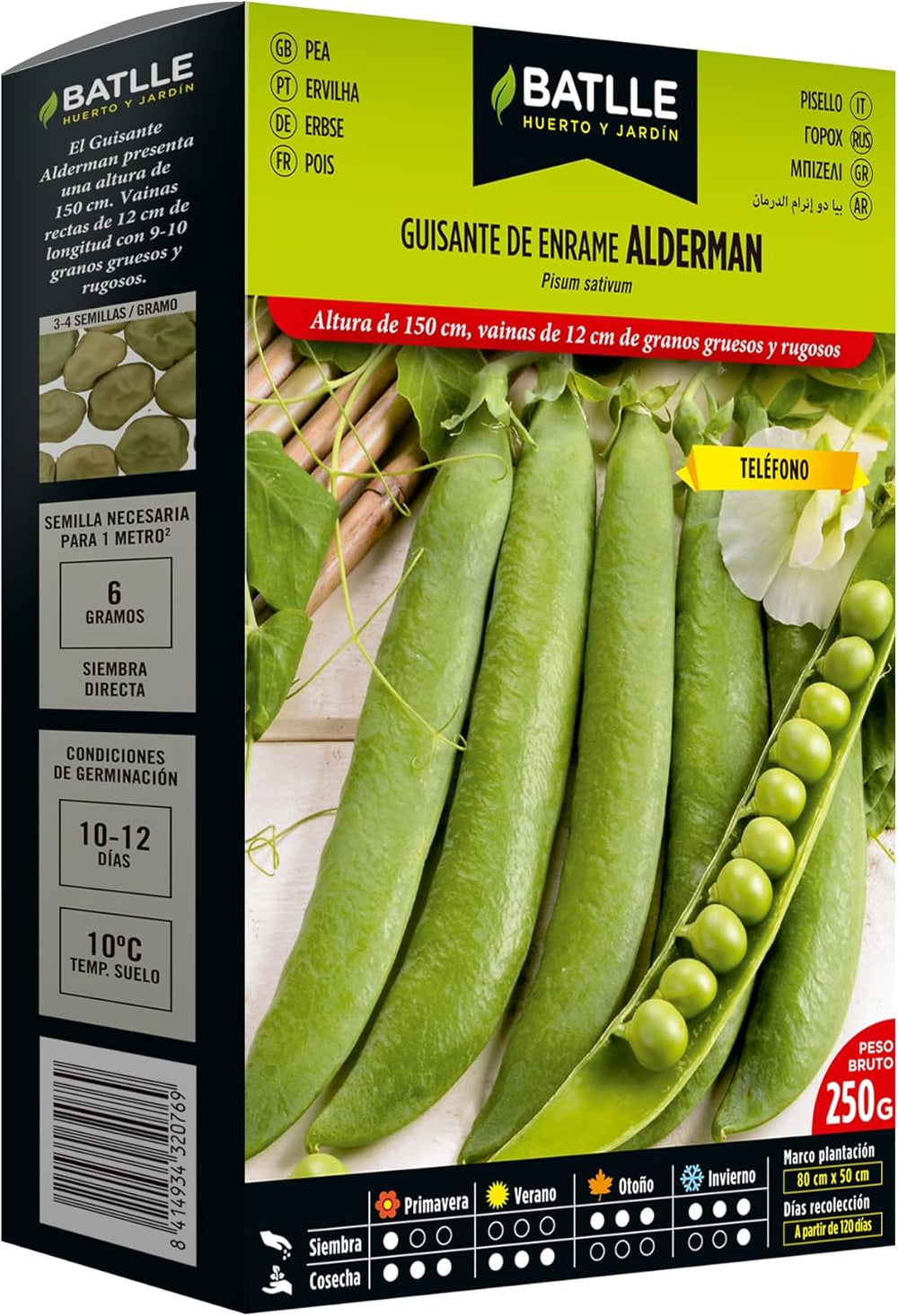 Erbsensamen Stangenerbse Alderman 250 Gramos