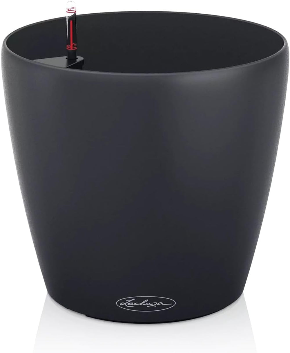 Jardinieră LECHUZA Classico Color ECO 35 Gri Închis | Jardinieră cu sistem de udare și indicator al nivelului apei | Fabricată din plastic 100% reciclat | Finisaj mat | Ø 34,5 x 32,5 cm | 18935