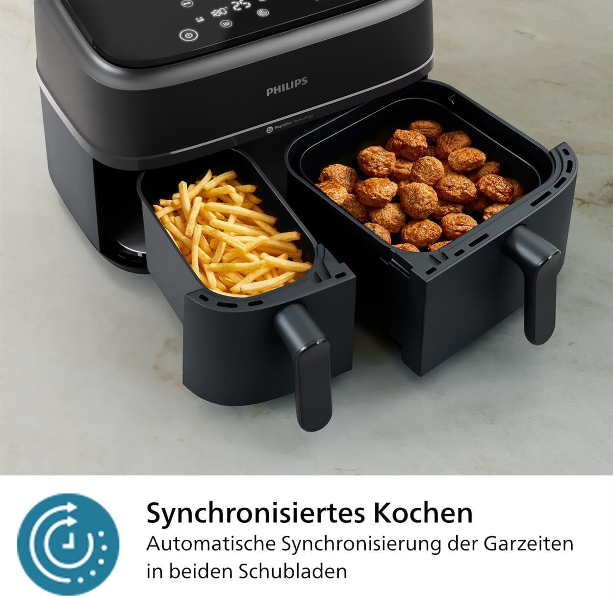 Philips Airfryer Dual Basket 3000 Series, 9 liter, 2 kosár, 2 edény egyszerre, Rapidair technológia plusz forró levegős készülékek Naty Shop
