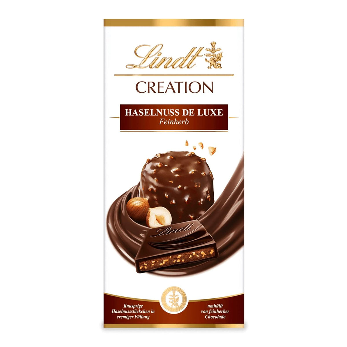 Lindt Creation Hazelnut De Luxe bár – étcsokoládé ropogós mogyoróval, krémes töltelékben