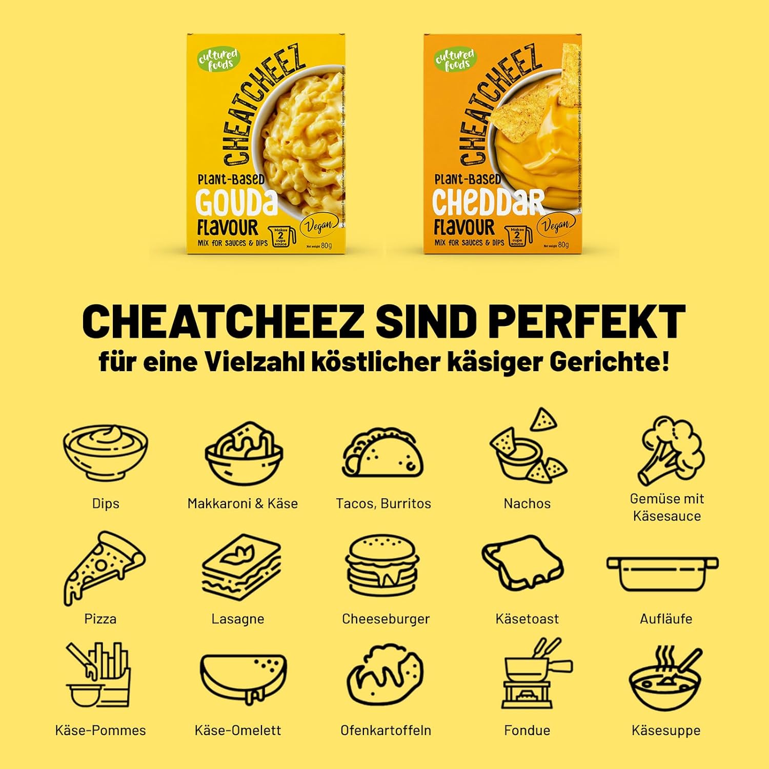 Tenyésztett élelmiszerek CHEATCHEEZ Vegán Gouda szósz – Laktóz- és gluténmentes