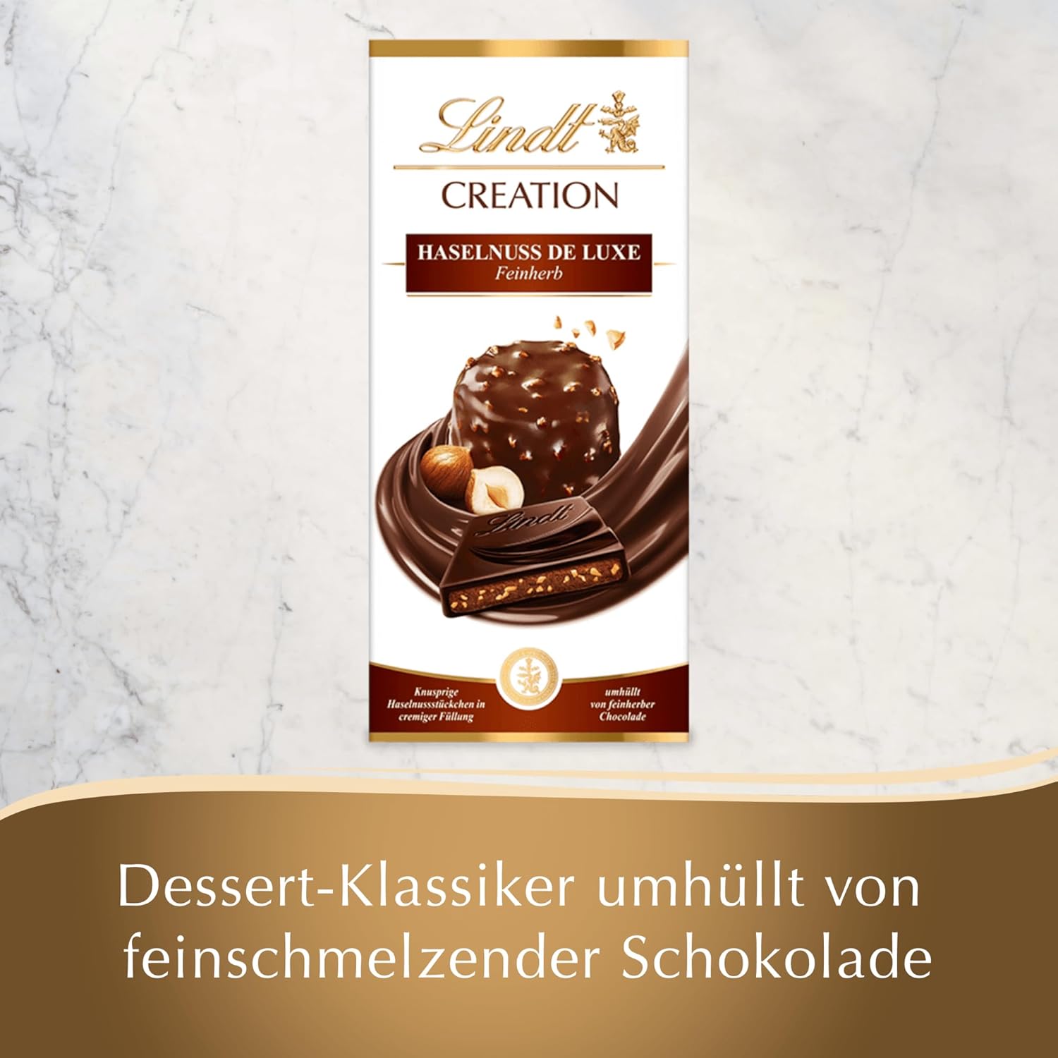 Lindt Creation Hazelnut De Luxe bár – étcsokoládé ropogós mogyoróval, krémes töltelékben