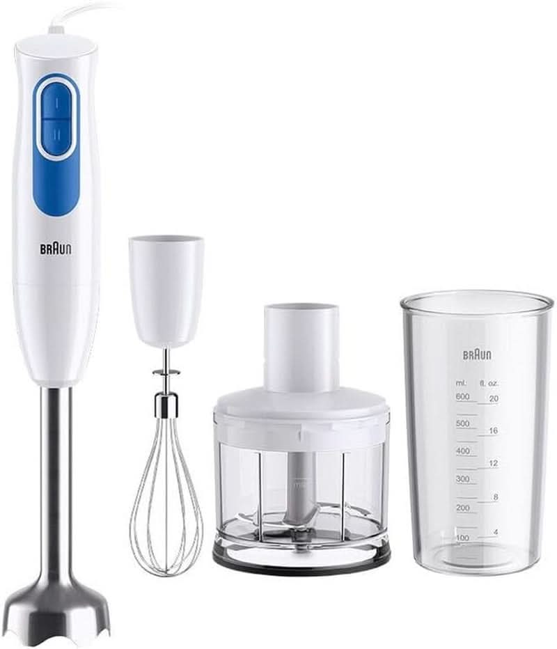 Braun Multiquick2 MQ20236MWH Stabmixer, Mixer Zum Mixen Von Saucen Und Smoothies, 2 Geschwindigkeitsstufen, Zerkleinerer 500 Ml, Becher 600 Ml, Schneebesen Aus Stahl Anya és Gyermek Naty Shop