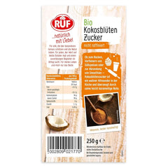 RUF Organic Coconut Blossom Sugar, természetes édesítőszer, karamell ízű, 250 gramm Sweeteners Naty Shop