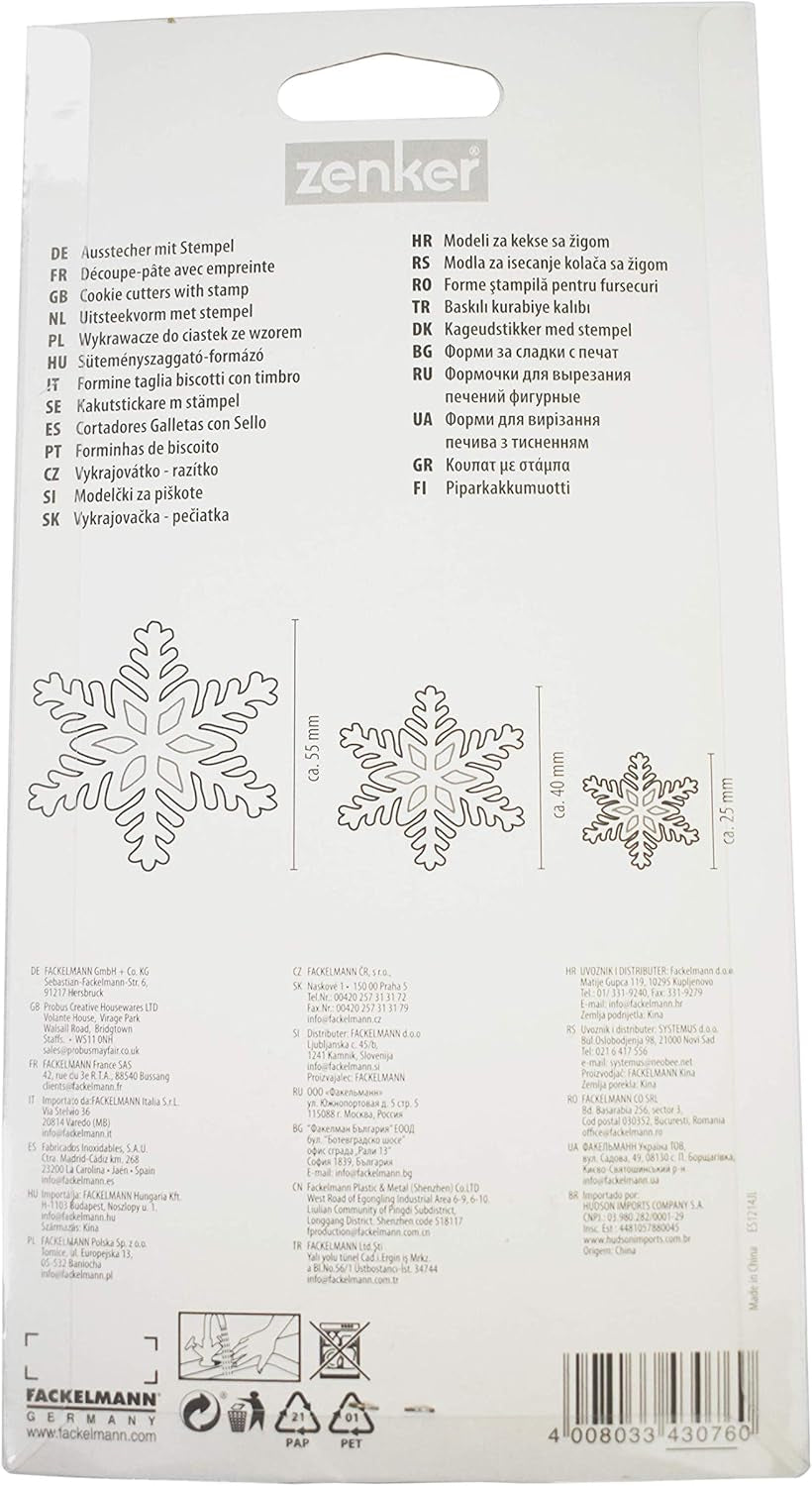Forme de biscuiți Zenker 43076 cu fulgi de zăpadă 3,5 x 7 cm