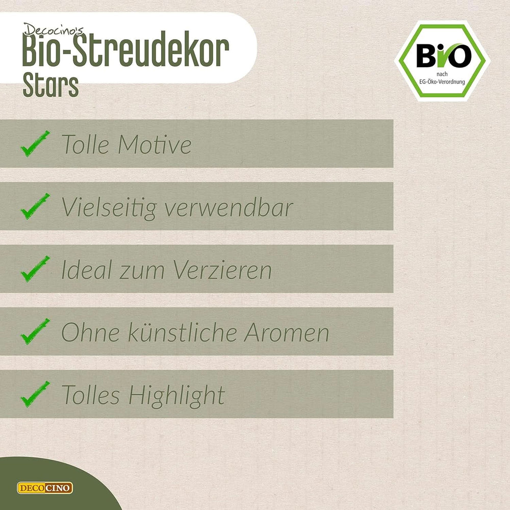 DECOCINO Organic Sprinkle Stars, 50 grammos Sprinkles Naty Shop