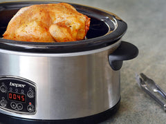 Beper BC.510 Slow Cooker, 280 W, 4,5 liter, kerámia üveg, fekete és acél lassú tűzhely Naty Shop