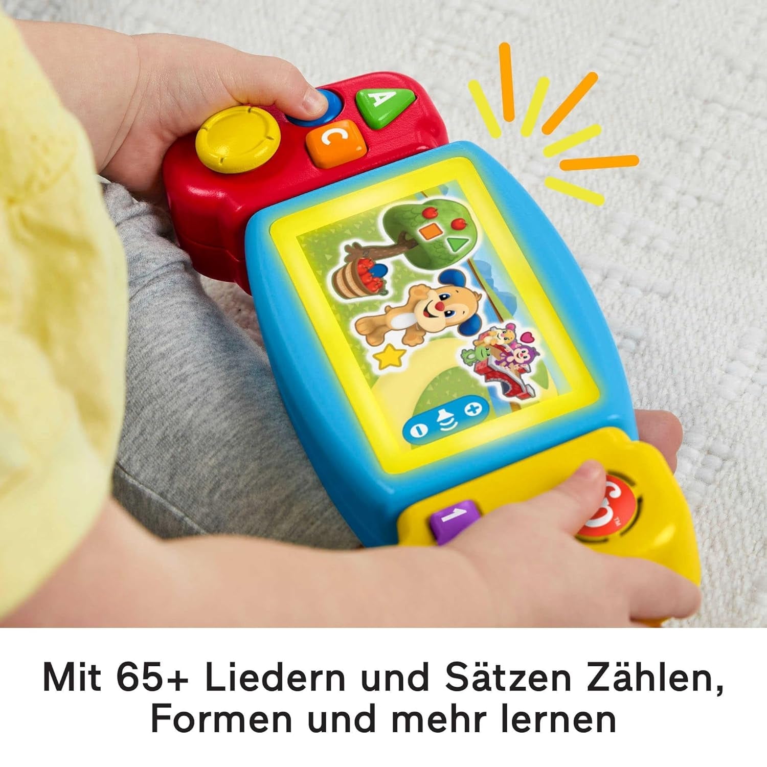 FISHER-PRICE consolă de joacă distractivă pentru învățare - jucărie pentru copii cu lumini, sunete și cântece de învățare, jucărie pentru abilități motorii fine, învățarea numerelor, culorilor și formelor, vorbește germană, de la 9 luni/ 1 an, HNL53 Jucarii Bebe Naty Shop