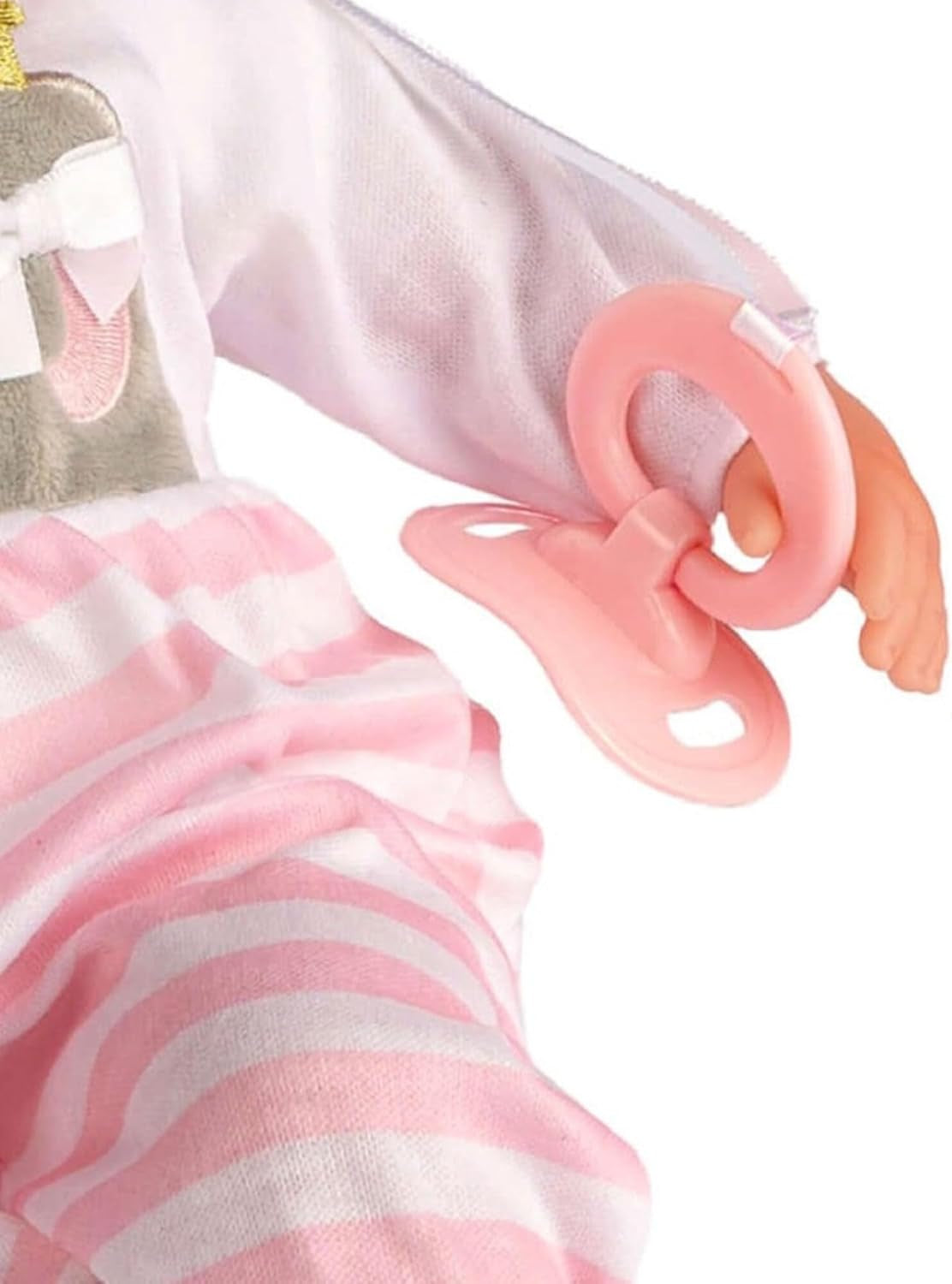 JC Toys- Berenguer Boutique 38 cm-es, valósághű Babystoffpuppe mit open/geschlossenen 10-teiliges Geschenkset mit Flasche, Rassel, Schnuller & Zubehör Rosa From 2 Jahren