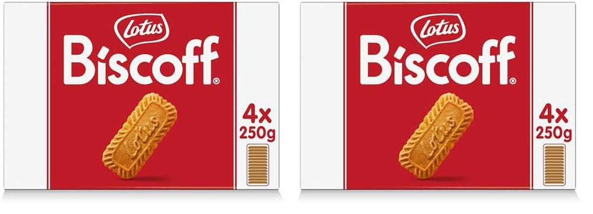 Lotus Biscoff | Biscuite Caramelizate Originale | Gust Crocant Unic | Vegane | Fără Arome sau Coloranți Adăugați | 4 x 250g | 1kg (Pachet de 2)