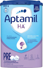 Aptamil HA PRE – Anfangsmilch von Geburt an, Mit DHA, Nur laktóz, Ohne Palmöl, Babynahrung, Milchpulver, 1x800 g