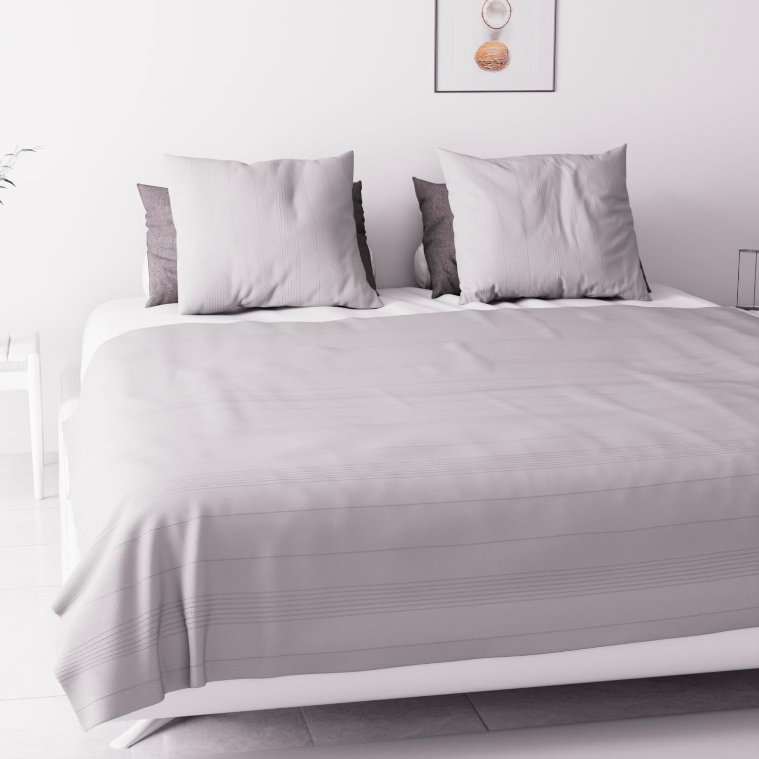 Soleil D'Ocre Adele, Cikcakk huzat, A kanapéról kidobott, Polycoton, Szürke, 220 X 240 cm Paplanok és paplanok Naty Shop