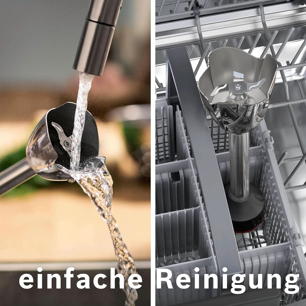 Bosch Stabmixer Ergomaster Serie 6 MSM6M623, 10 Jahre Motorgarantie, Edelstahl-Klingen, Verschleiãÿfreie Keramik-Kupplung, Luftkühlung, Zerkleinerer, Kartoffelstampfer, Schneebesen, 1000 W, Naty Shop, Naty Shop