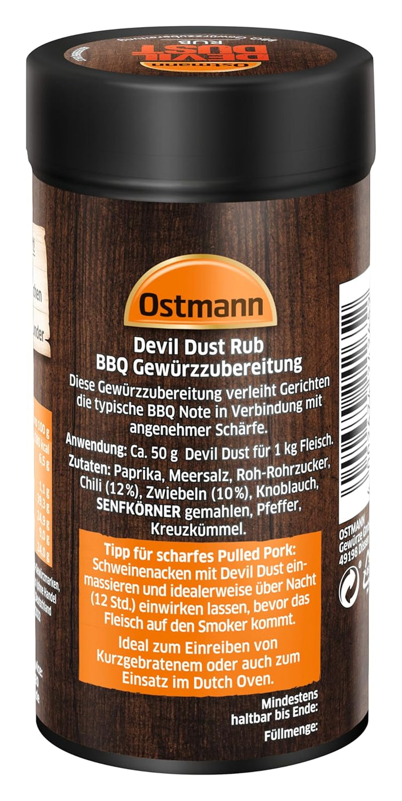 Ostmann Gewürze - Ördögpor | BBQ Rub Gewürzzubereitung | Scharfe Trockenmarinade für Grillfleisch | 140 g Streuerben