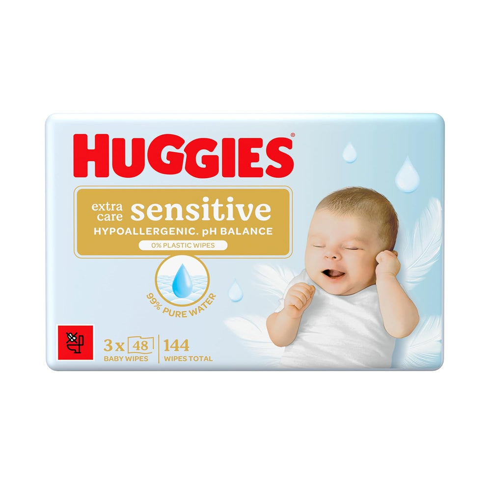 Huggies Pure Extra Care Sensitive baba törlőkendők, 99% víz, műanyag mentes, illatanyag mentes