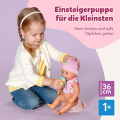 BABY Born Lena (Fetiță) - păpușă bebeluș 36 cm - 7 funcții, inclusiv accesorii și saltea - Funcționează complet fără baterii - Potrivită pentru copii mici de la 1 an