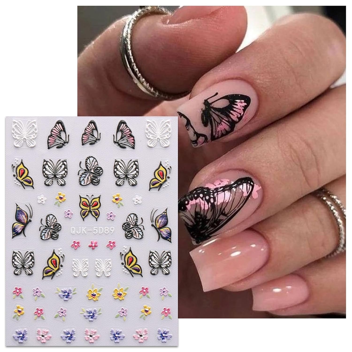 JMEOWIO 6 Blatt 3D Nagelsticker Ostern Nail Art Sticker Selbstklebend Nagelaufkleber 5D Stereoskopisch Süßer Hase Ei Dekoration Nageldesign Zubehör