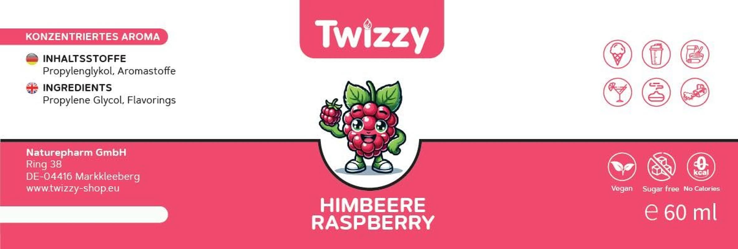 Twizzy, intenzív málna ízű, 60 milliliteres Arome Naty Shop