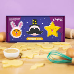 CHEFCLUB, Forme de biscuiți magice pentru fursecuri, Forme de biscuiți cu modele imaginative, Set de 3 forme de biscuiți metalice, inclusiv rețetă, Vârste 4+