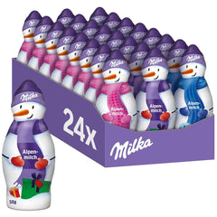 Milka Snowman Alpine Milk - Nagy csomag csokoládé hóember figurák 3 modellben - 24 x 50 g