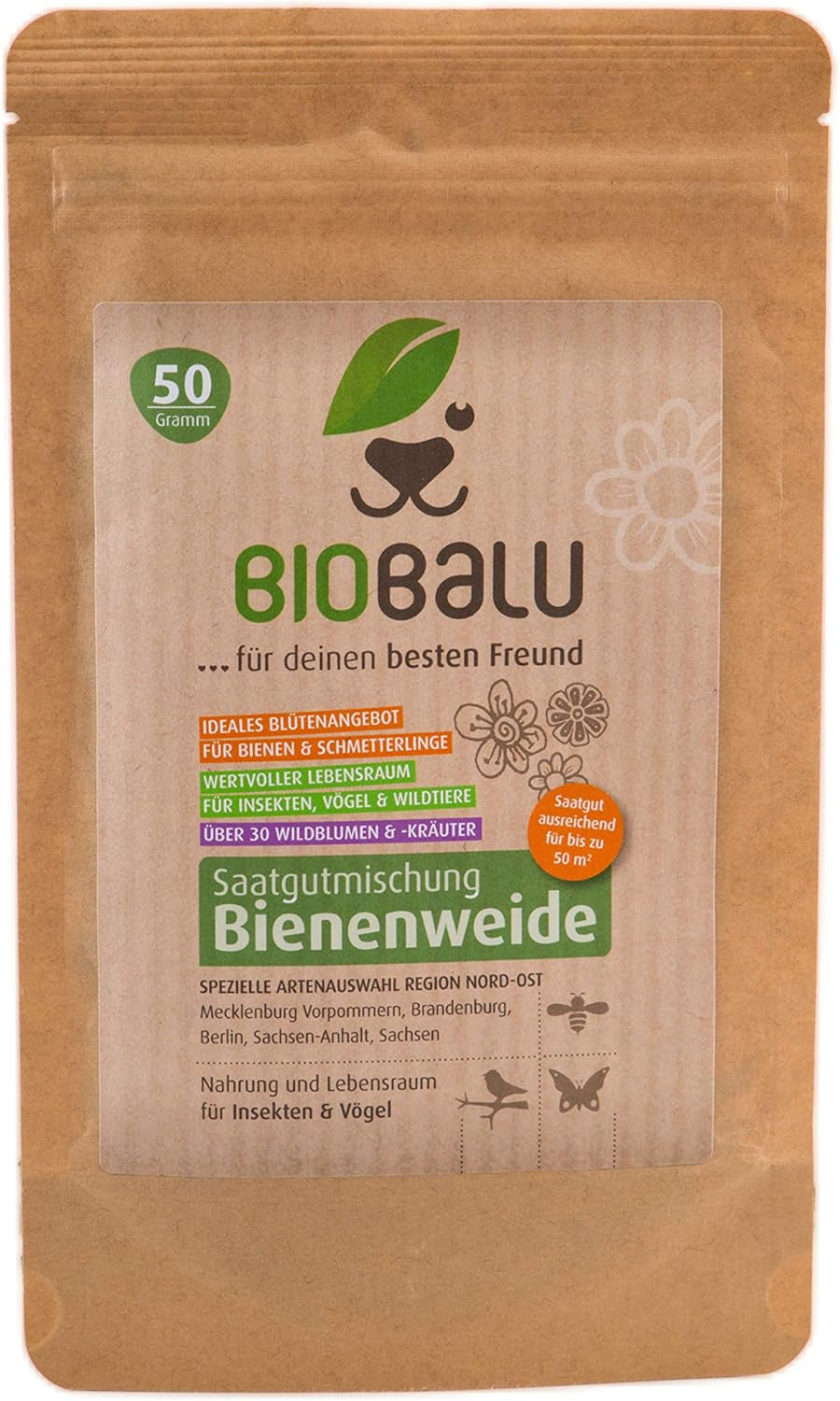 Méhmagok - réti vadvirágok, évelő és télálló, magvak - több mint 40 őshonos virág és vadon termő fűszernövény, különleges fajválogatás Dél-Németország számára, 50g